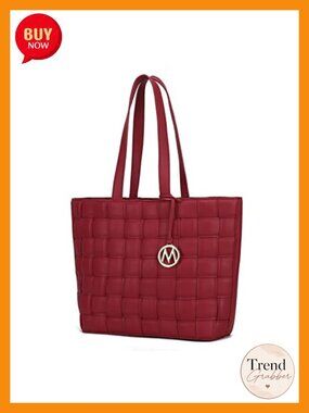 Vegan Leather Woven Top-Handle Satchel Handbag Purse Tote for Women